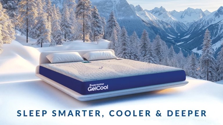 Supreme GelCool Mattress by Diamond Supreme Foam featuring cooling gel beads for 45°C summer sleep in Pakistan.